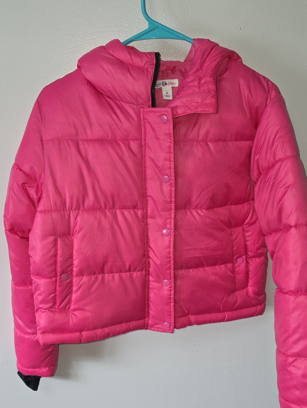 Bright Pink Hooded Puffer Jacket